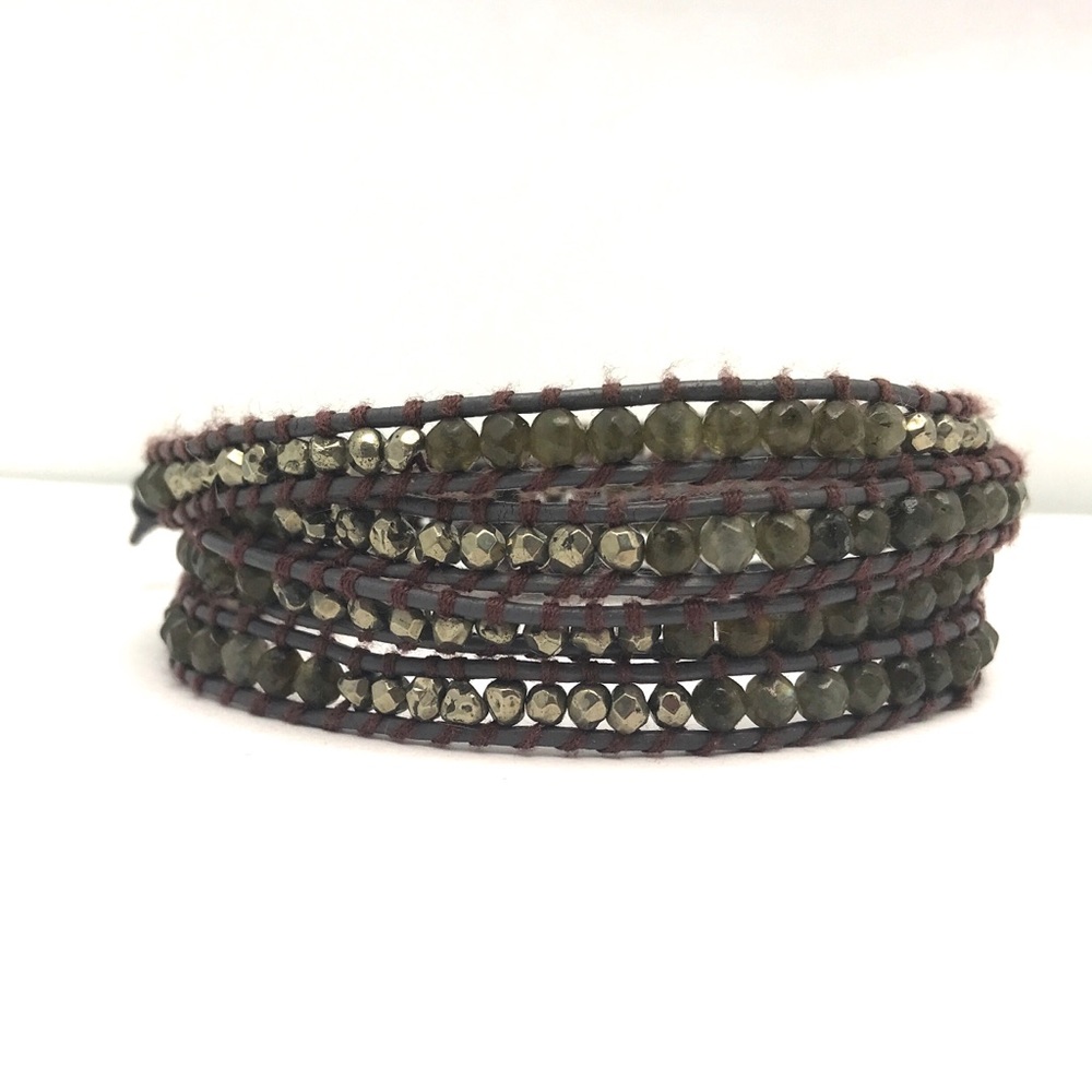 labradorite pyrite wrap bracelet